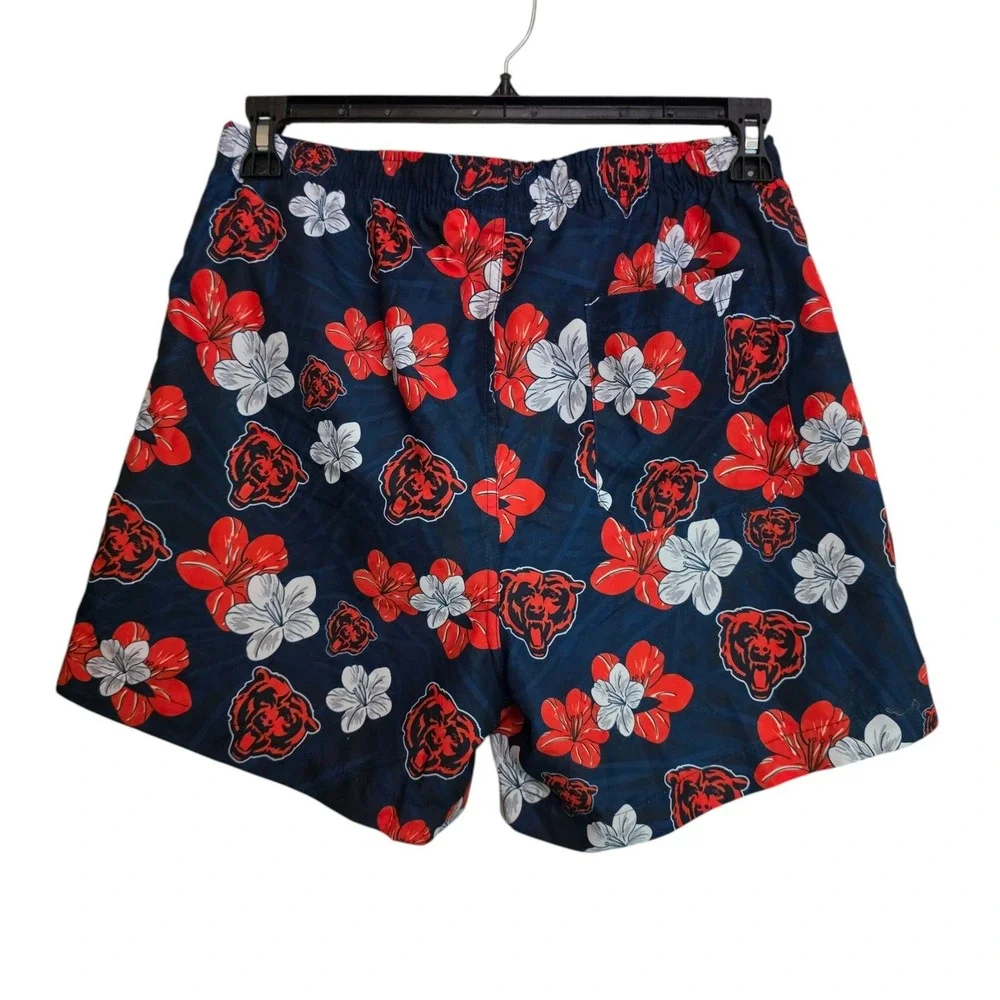 NFL Team Apparel Chicago Bears Men Swim Trunks M Volley Hawaiian Floral Shorts‎
